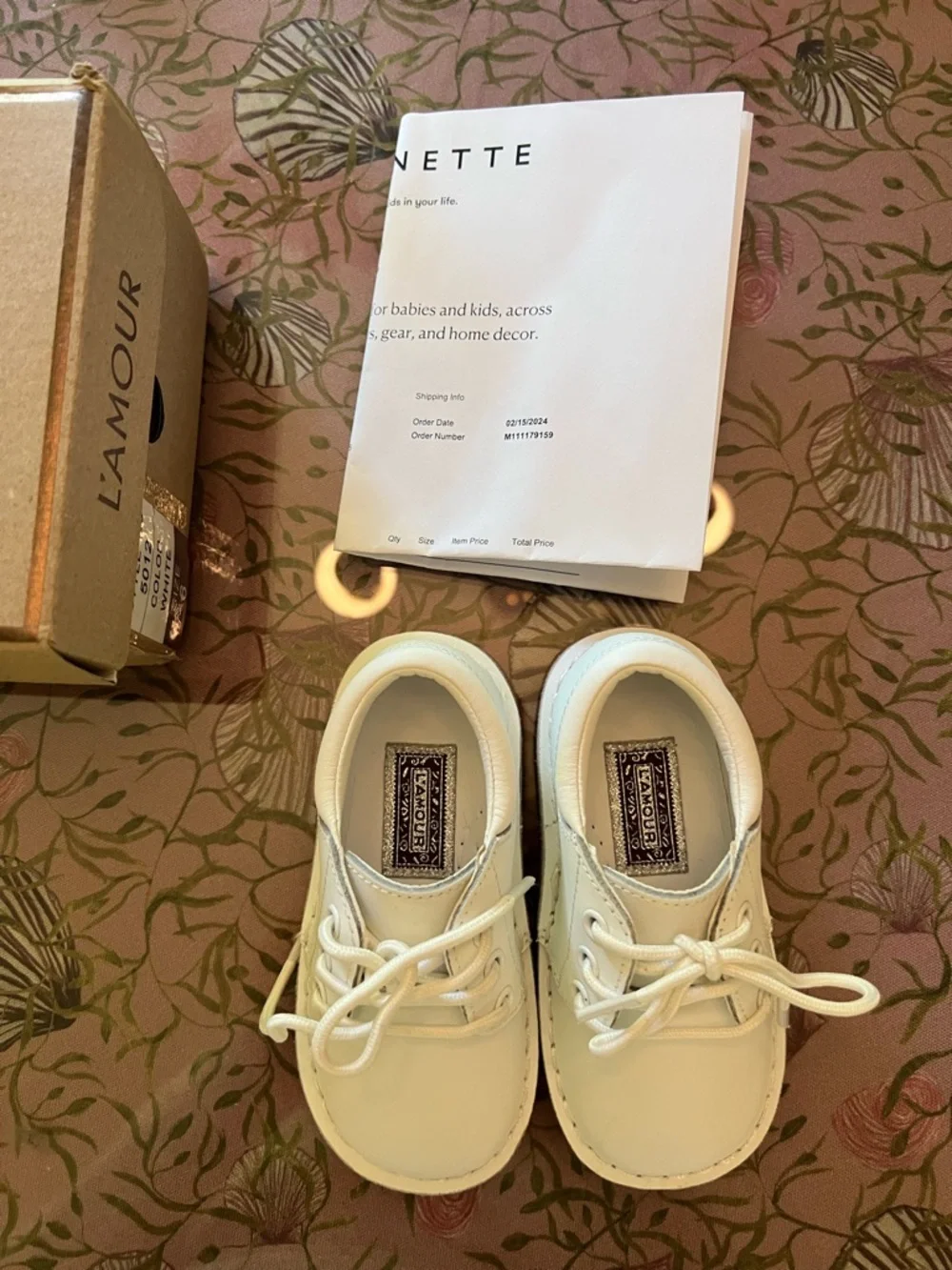 L'Amour Tyler Stitch Down Leather Lace Up Shoe White Kids 6